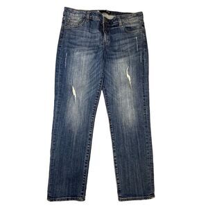 KUT from the Kloth Catherine High Rise Crop‎ Ankle Straight Leg Distresse…